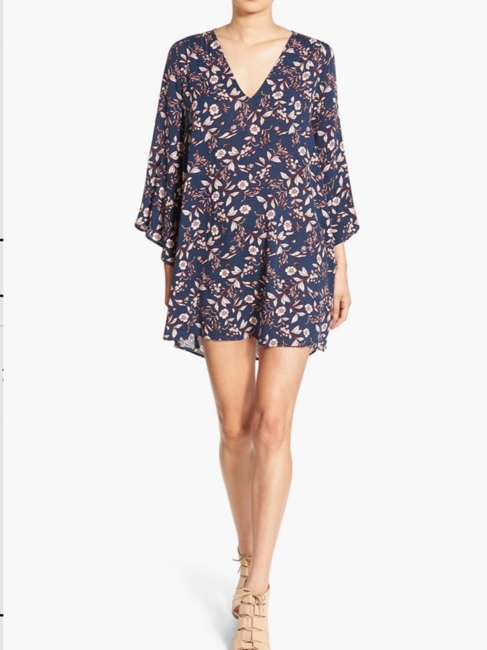 All in Favor bell sleeved printed dress, size L